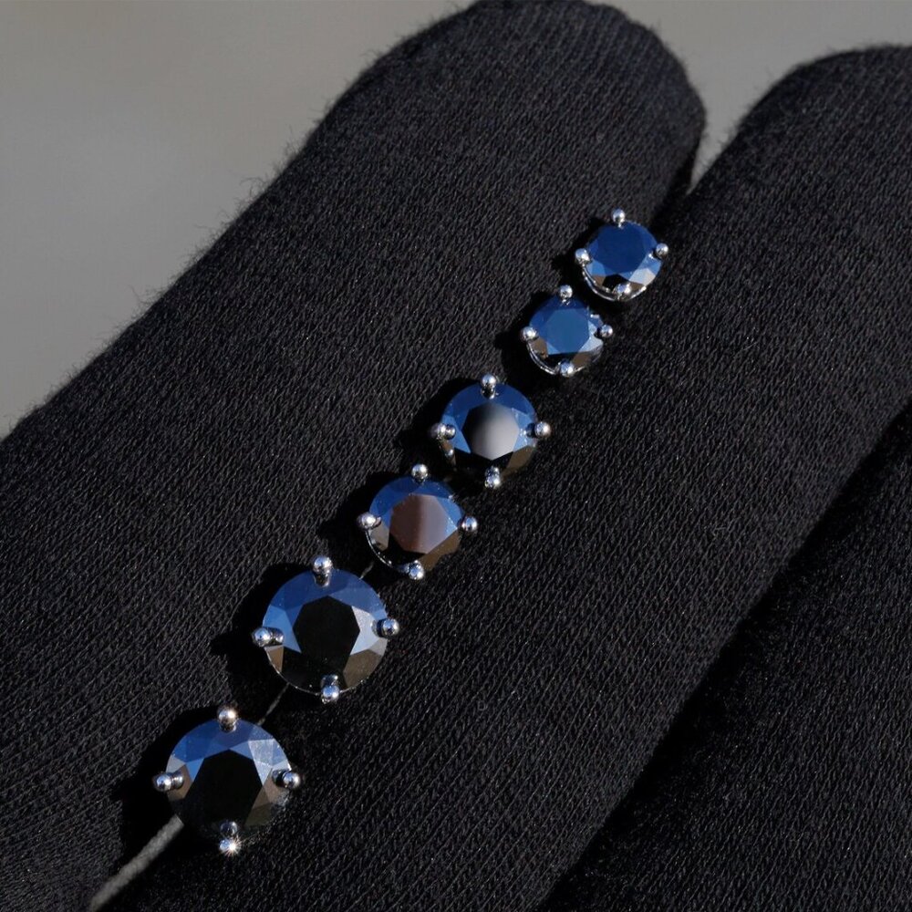 4.0ct Black Moissanite Diamond Earrings for Women & Men Solid Sterling Silver